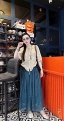 VGU0783 - SET ÁO KIỂU - CHÂN VÁY DÀI XANH