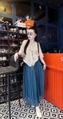 VGU0783 - SET ÁO KIỂU - CHÂN VÁY DÀI XANH
