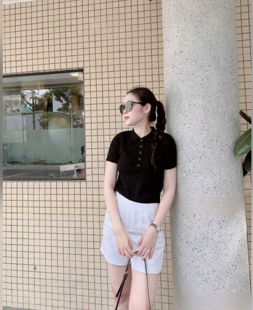 VGU0772 - SET ÁO THUN ĐEN - QUẦN LỬNG TRẮNG