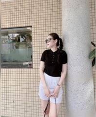 VGU0772 - SET ÁO THUN ĐEN - QUẦN LỬNG TRẮNG