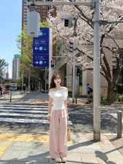 KS1057 - QUẦN DÀI PHỐI DÂY REN - MÀU VÀNG KEM