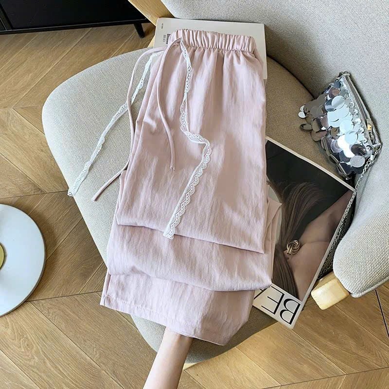 KS1055 - QUẦN DÀI PHỐI DÂY REN - MÀU HỒNG
