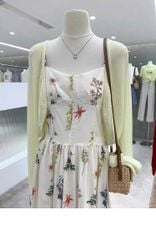 KS1041 - SET ĐẦM HOA + ÁO KHOÁC - MÀU XANH