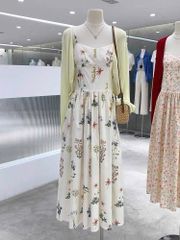 KS1041 - SET ĐẦM HOA + ÁO KHOÁC - MÀU XANH