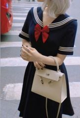 VGU0872 ĐẦM NƠ ĐỎ PHỐI SỌC (X.ĐEN)