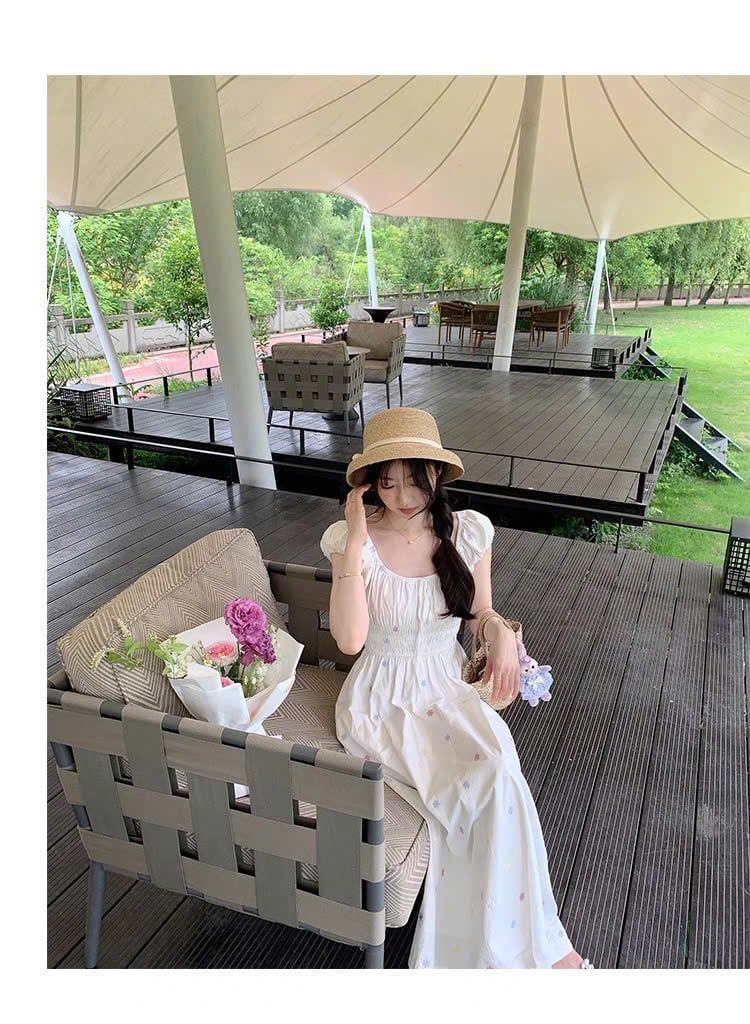 KS1069 - ĐẦM LINEN THÊU  HOA