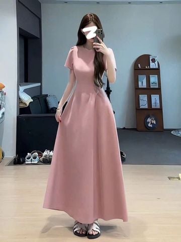VGU0923 - ĐẦM DÁNG DÀI XÒE - MÀU HỒNG