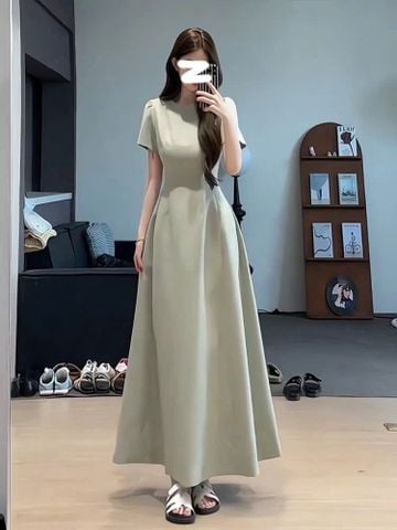VGU0922 - ĐẦM DÁNG DÀI XÒE - MÀU XANH