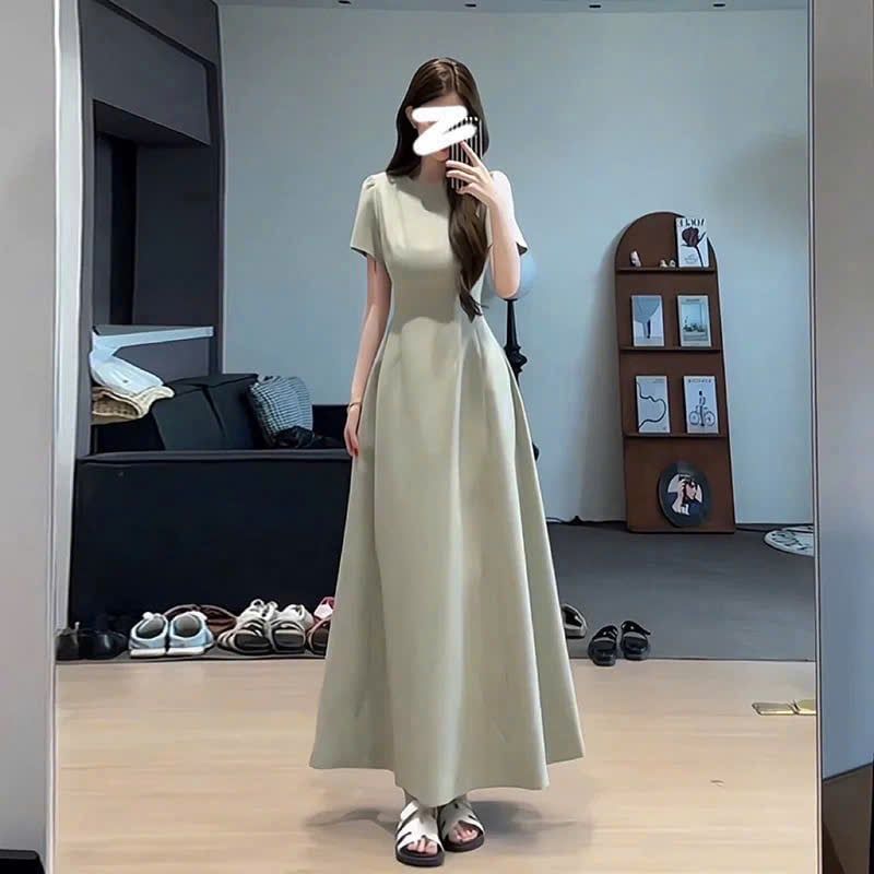 VGU0922 - ĐẦM DÁNG DÀI XÒE - MÀU XANH