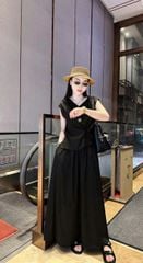 TB8876 - ĐẦM LỤA CỔ TIM, PHỐI LƯNG BẢN THUN - MÀU NÂU KEM