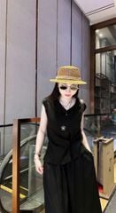 TB8877 - ĐẦM LỤA CỔ TIM, PHỐI LƯNG BẢN THUN - MÀU ĐEN
