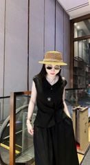 TB8876 - ĐẦM LỤA CỔ TIM, PHỐI LƯNG BẢN THUN - MÀU NÂU KEM