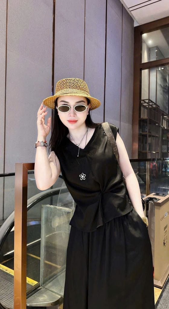 TB8876 - ĐẦM LỤA CỔ TIM, PHỐI LƯNG BẢN THUN - MÀU NÂU KEM