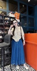 KS1090 - SET ÁO TAY LỬNG - CHÂN VÁY DÀI XANH