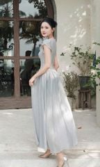 TB8880 - ĐẦM DÀI TAY KIỂU HOA - MÀU KEM