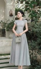 TB8880 - ĐẦM DÀI TAY KIỂU HOA - MÀU KEM