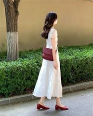 VGU1010 - ĐẦM PHOM A TAY BỒNG TRẮNG