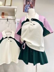 VGU1038 - SET THUN ÁO PHỐI MÀU - CHÂN VÁY XANH