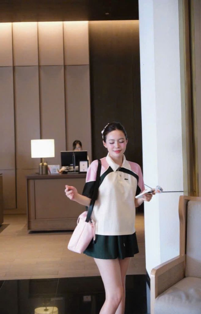 VGU1038 - SET THUN ÁO PHỐI MÀU - CHÂN VÁY XANH
