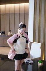 VGU1038 - SET THUN ÁO PHỐI MÀU - CHÂN VÁY XANH