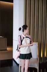 VGU1038 - SET THUN ÁO PHỐI MÀU - CHÂN VÁY XANH