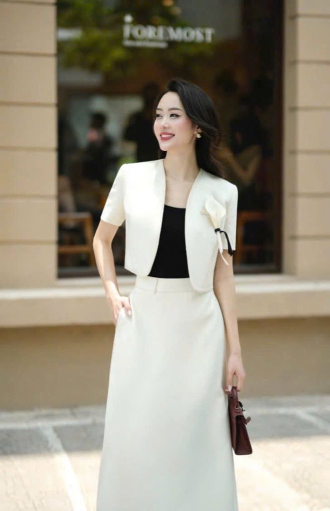 VGU1076 - SET 3 MÓN ÁO KHOÁC + ÁO 2 DÂY + CHÂN VÁY DÀI