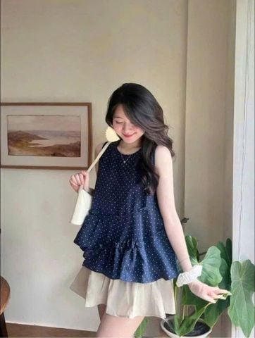 TQ4510 - SET ÁO SÁT NÁCH CHÂN BI - CHÂN VÁY NGẮN