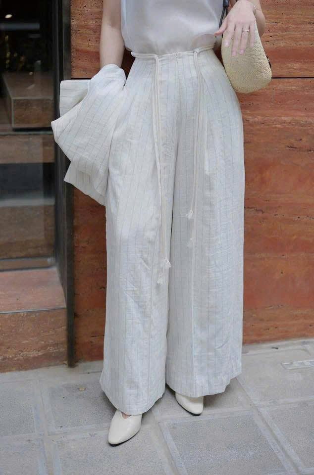 VGU1338 - QUẦN DÀI SỌC ỐNG RỘNG KÈM DÂY ( QUẦN LẺ)