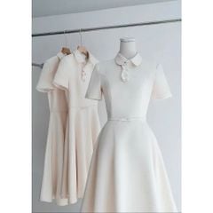 KS1346 - ĐẦM DÀI PHỐI CỔ KEM (KÈM DÂY)