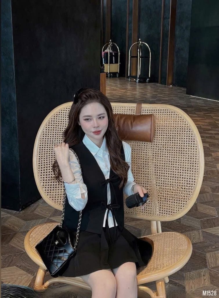 VGU1630 SET GILE CỘT NƠ PHỐI SƠMI - CV NGẮN