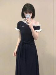 VGU1658 - ĐẦM LỆCH VAI PHỐI BUỘC EO