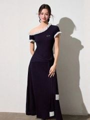 VGU1658 - ĐẦM LỆCH VAI PHỐI BUỘC EO