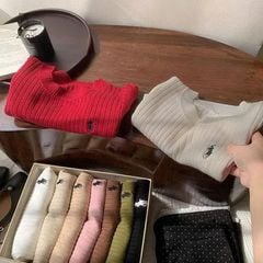 LEN4556 ÁO LEN GÂN BODY THÊU NGỰA (NÂU)