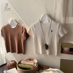 LEN4556 ÁO LEN GÂN BODY THÊU NGỰA (NÂU)