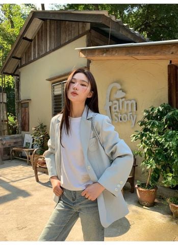 KS1429 KHOÁC VEST PHỐI TÚI THÊU (XANH)