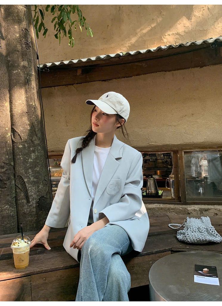 KS1429 KHOÁC VEST PHỐI TÚI THÊU (XANH)