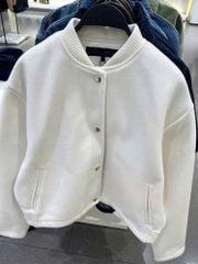 VGU1651 ÁO KHOÁC BOMBER DẠ TRẮNG