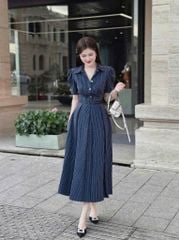 VGU1702 - ĐẦM TAY BỒNG SỌC XANH