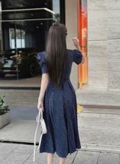 VGU1702 - ĐẦM TAY BỒNG SỌC XANH