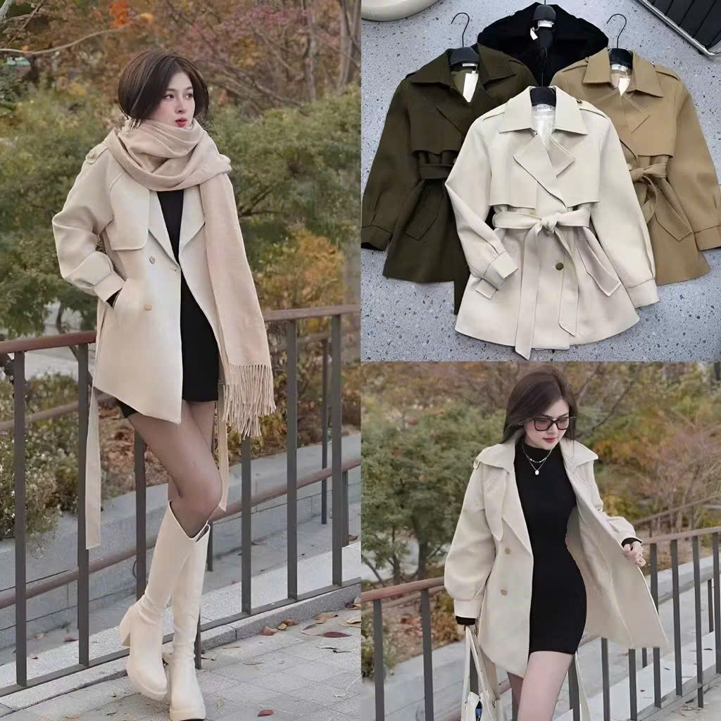 KS1513 - ÁO KHOÁC MĂNG TÔ - MÀU ĐEN