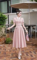 SKY9558 - ĐẦM HỒNG CỔ SƠ MI