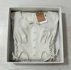 VGU1669 - ĐẦM DÁNG DÀI THẮT DÂY 2 BÊN EO MÀU KEM