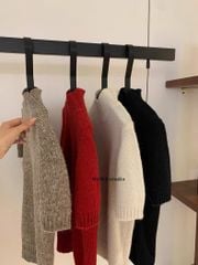 LEN4938 ÁO LEN CỔ LỌ TAY NGẮN (KEM) 8852