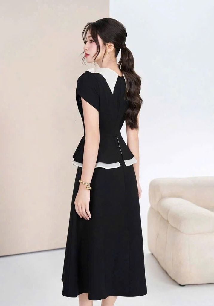 VGU1811 - ĐẦM GIẢ SET DÁNG DÀI- KÈM TAG HOA VOAN