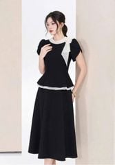 VGU1811 - ĐẦM GIẢ SET DÁNG DÀI- KÈM TAG HOA VOAN