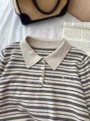 LEN5536 POLO LEN MIN SỌC NÂU