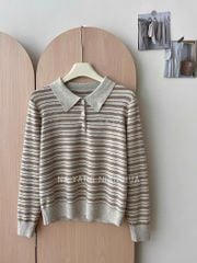 LEN5536 POLO LEN MIN SỌC NÂU