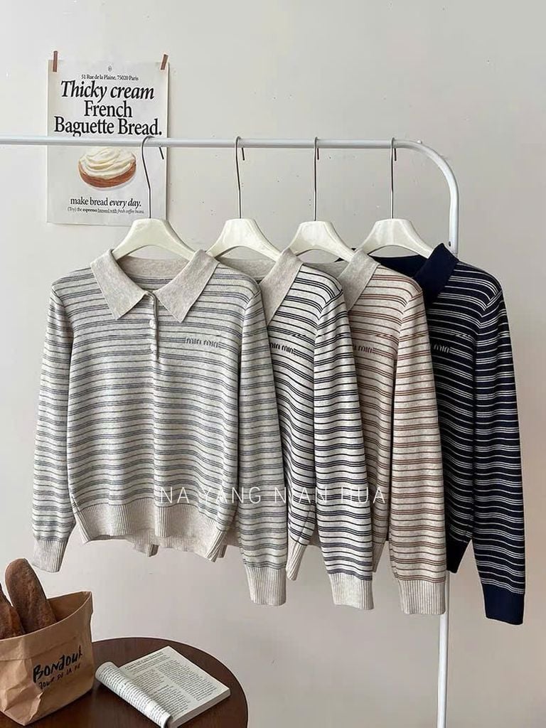 LEN5536 POLO LEN MIN SỌC NÂU