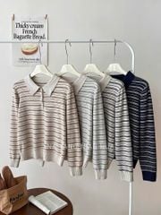 LEN5536 POLO LEN MIN SỌC NÂU