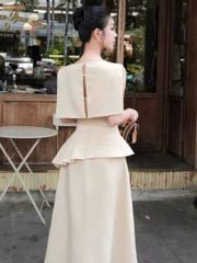 VGU1914 ĐẦM TK CỔ CHOÀNG SAU ĐÍNH TAG